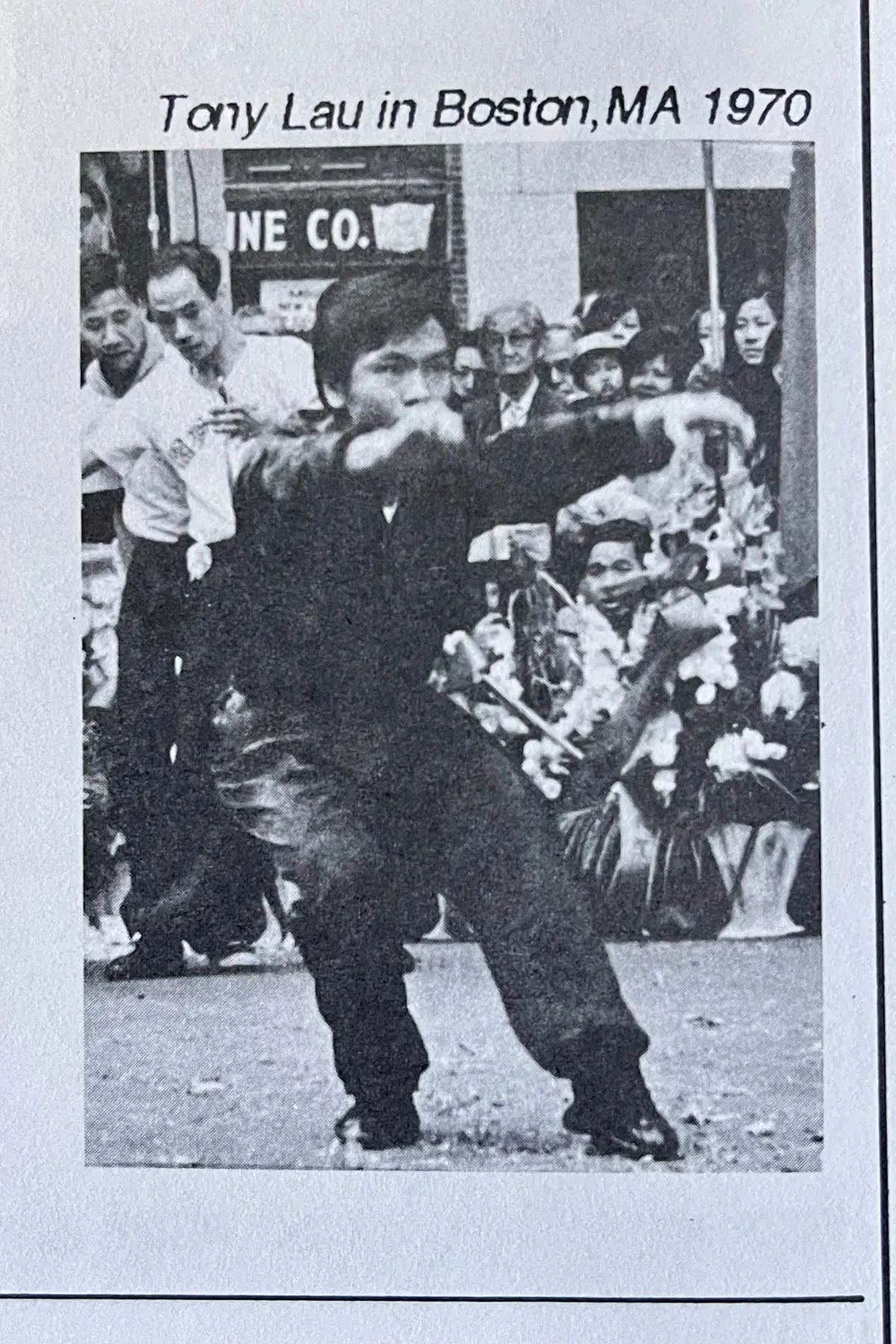 Archival printed photograph captioned Tony Lau in Boston, Massachusetts, 1970